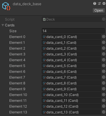 A deck in the Unity Editor